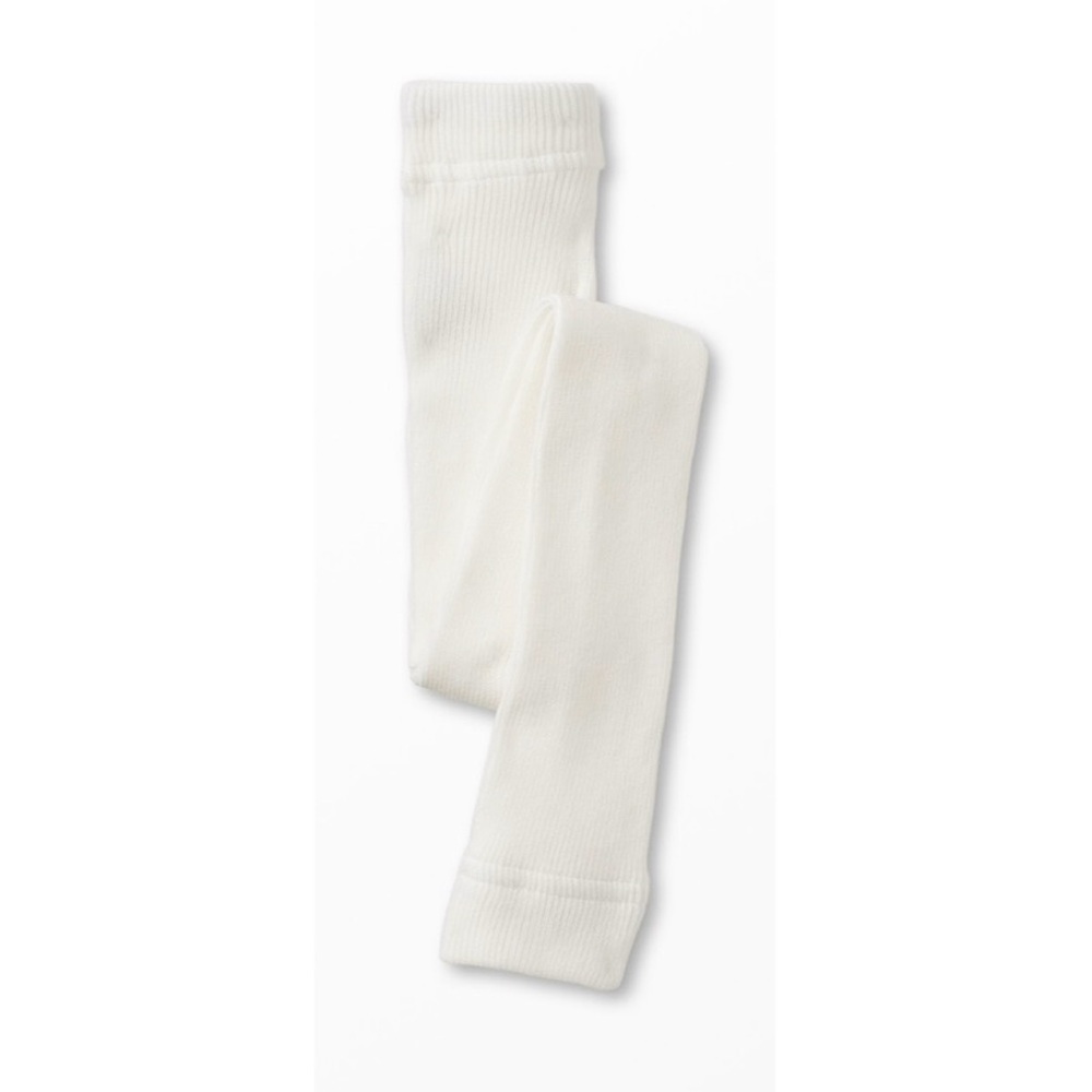 Hanna Andersson | Ribbed Ivory Bone White Knit Footless Tights